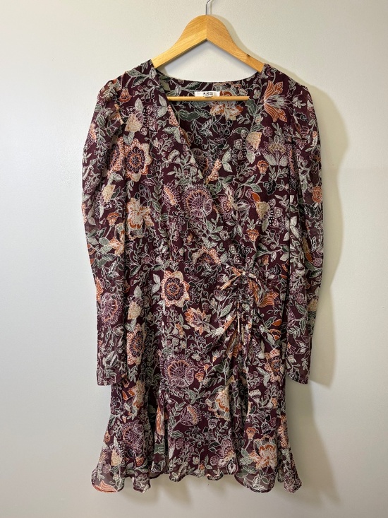 BB Dakota by Steve Madden Dresses & Skirts - BB Dakota Burgundy Floral Romantic Wrap Flirty Mini Dress Boho Cottagecore Sz Lg